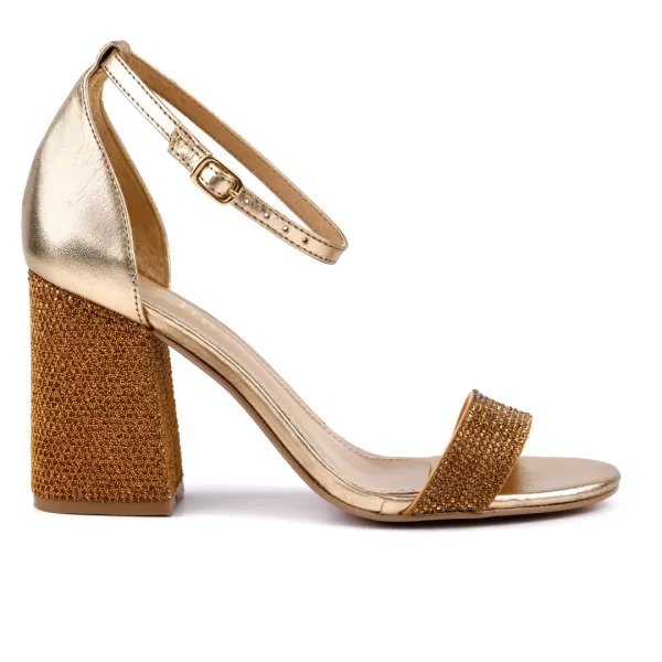Block Heel Crystal Sandals for Women